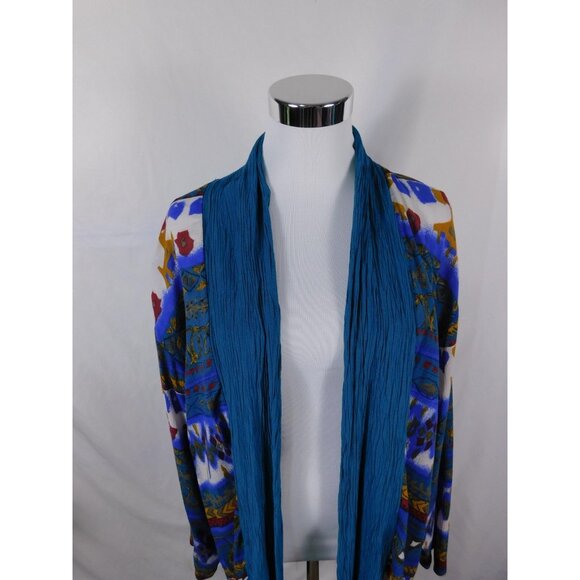 AKF Woman Sweater Womens 18 Multicolor Open Front Cardigan Boho Made in USA - Picture 2 of 11